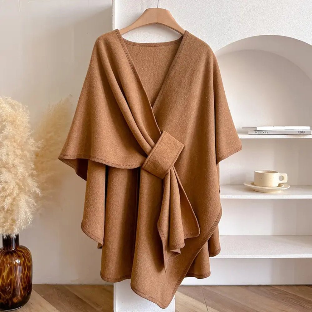 Elegante Dames Poncho van Wolmix – Multifunctioneel als Sjaal en Jas