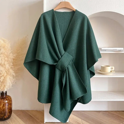 Elegante Dames Poncho van Wolmix – Multifunctioneel als Sjaal en Jas