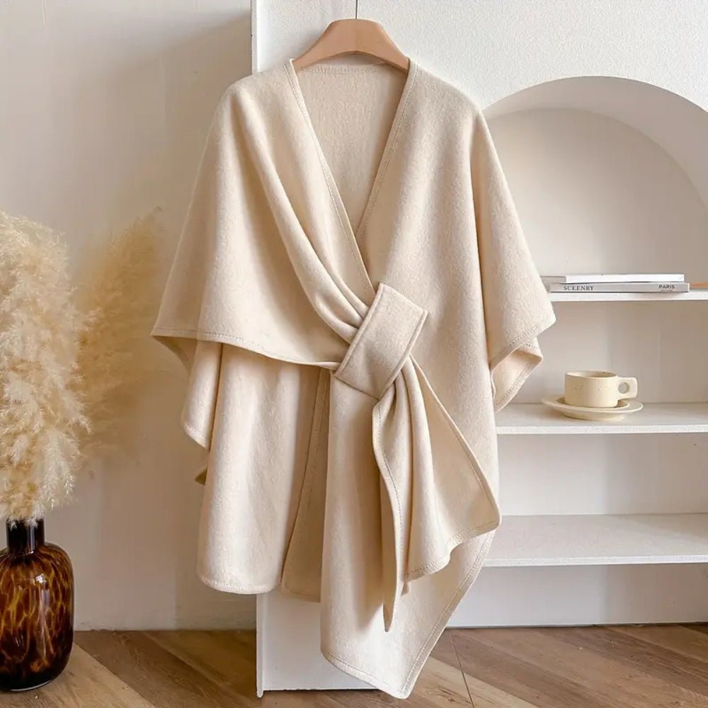 Elegante Dames Poncho van Wolmix – Multifunctioneel als Sjaal en Jas