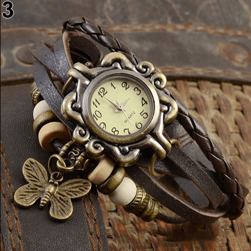 Vintage Dames Armbandhorloge met Vegan Leren Band