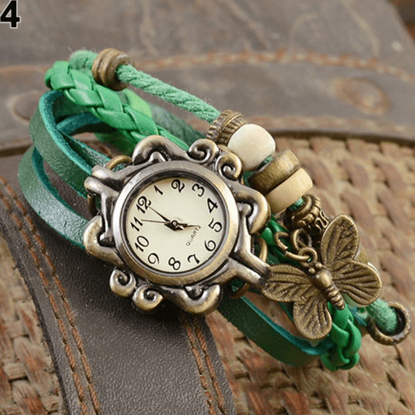 Vintage Dames Armbandhorloge met Vegan Leren Band