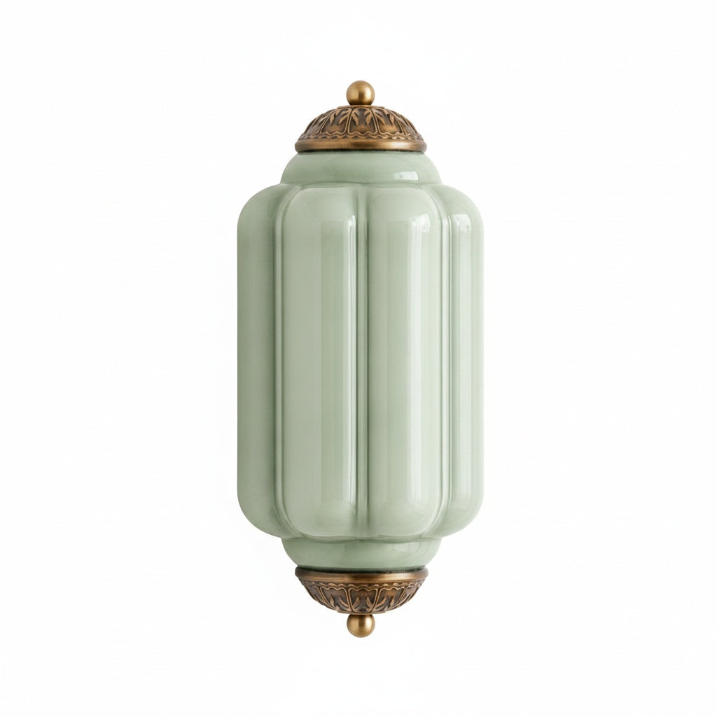 Art Deco Wandlamp met Geribbelde Glazen Kap