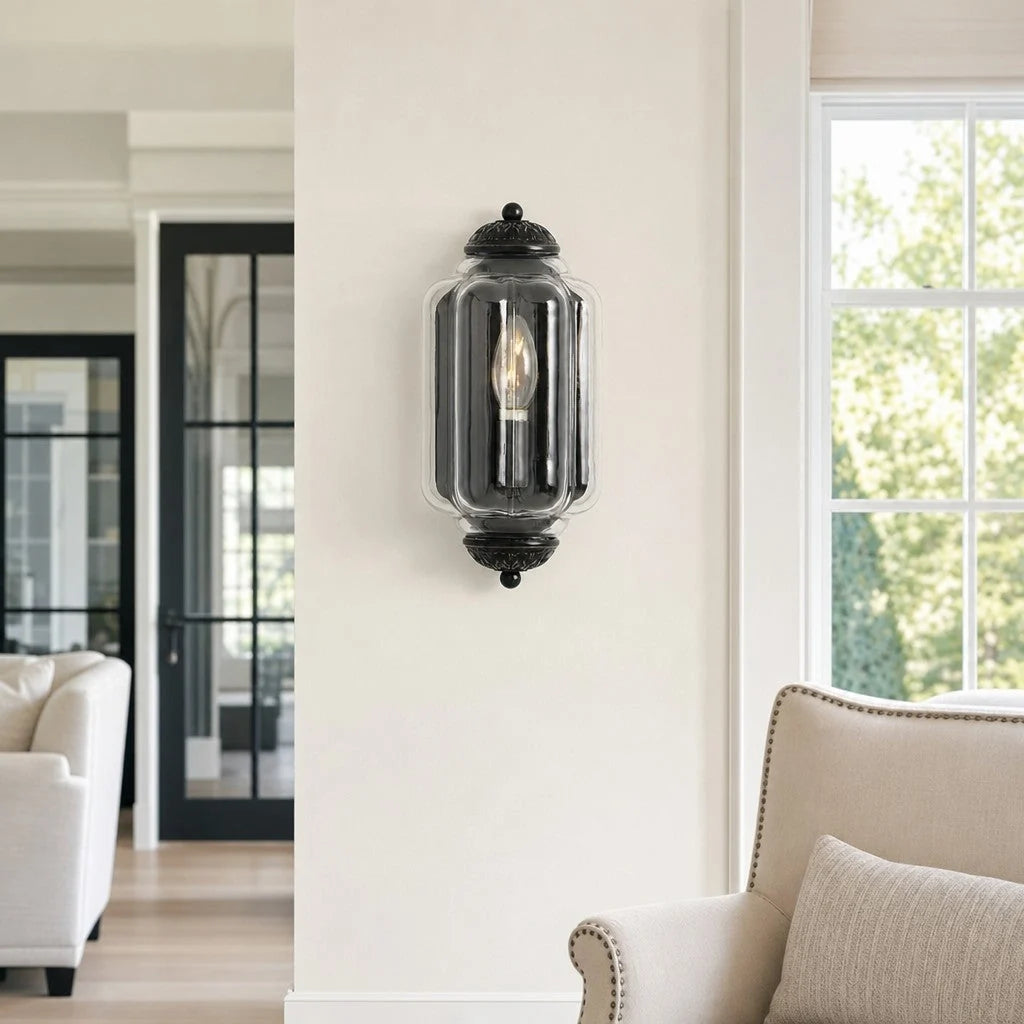 Art Deco Wandlamp met Geribbelde Glazen Kap