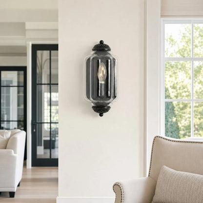 Art Deco Wandlamp met Geribbelde Glazen Kap