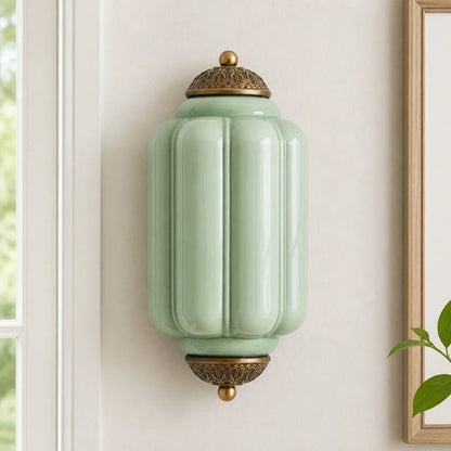 Art Deco Wandlamp met Geribbelde Glazen Kap