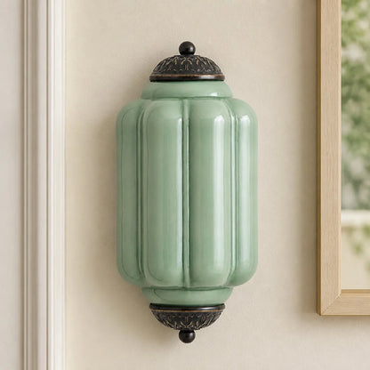Art Deco Wandlamp met Geribbelde Glazen Kap
