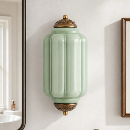 Art Deco Wandlamp met Geribbelde Glazen Kap