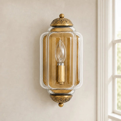 Art Deco Wandlamp met Geribbelde Glazen Kap
