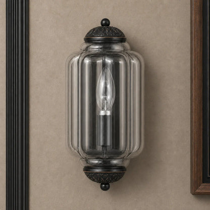Art Deco Wandlamp met Geribbelde Glazen Kap