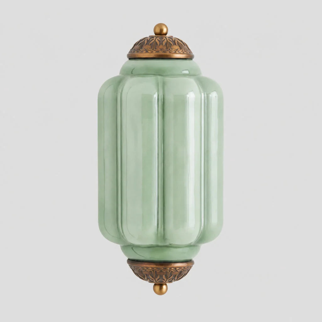 Art Deco Wandlamp met Geribbelde Glazen Kap