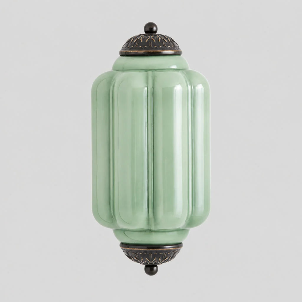 Art Deco Wandlamp met Geribbelde Glazen Kap