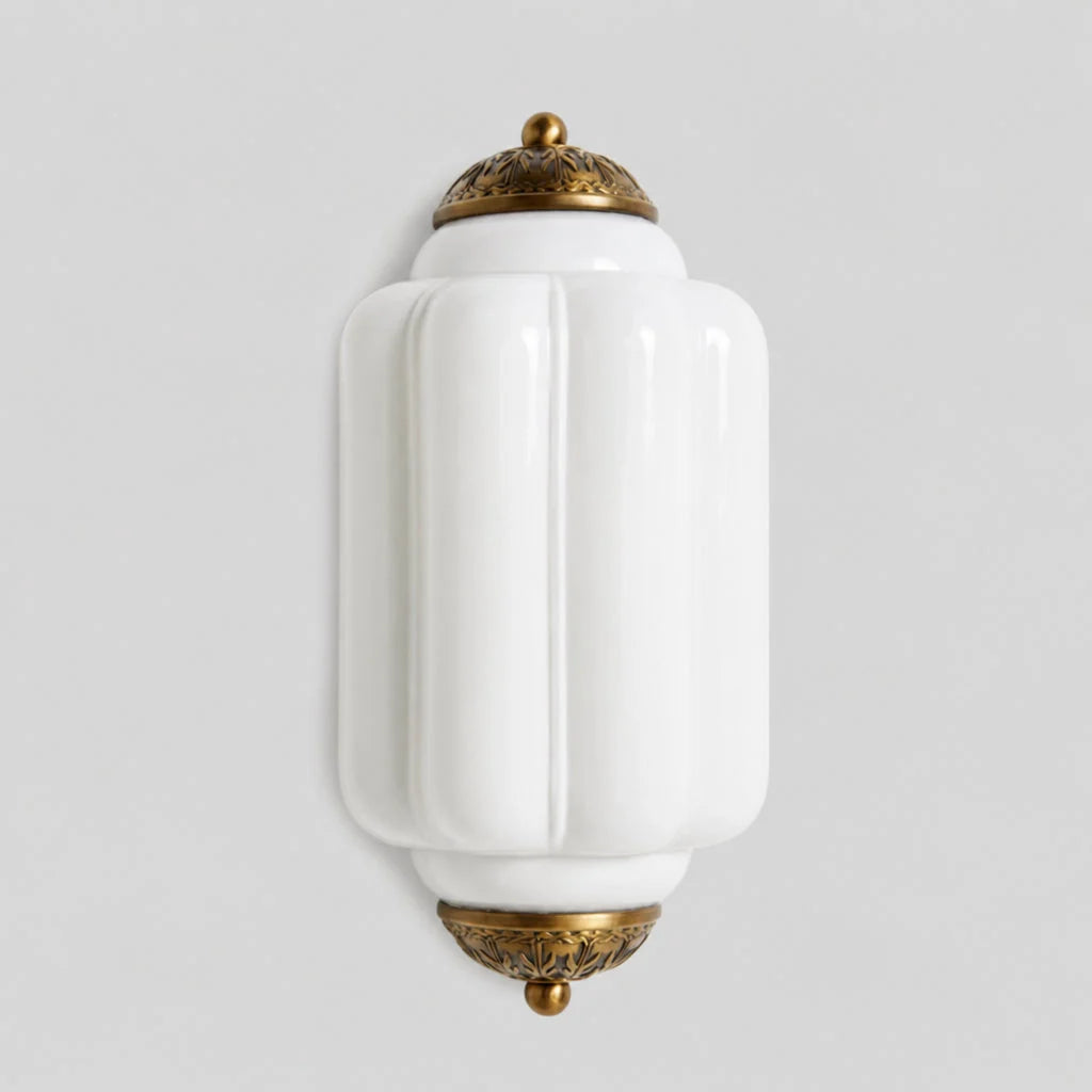 Art Deco Wandlamp met Geribbelde Glazen Kap