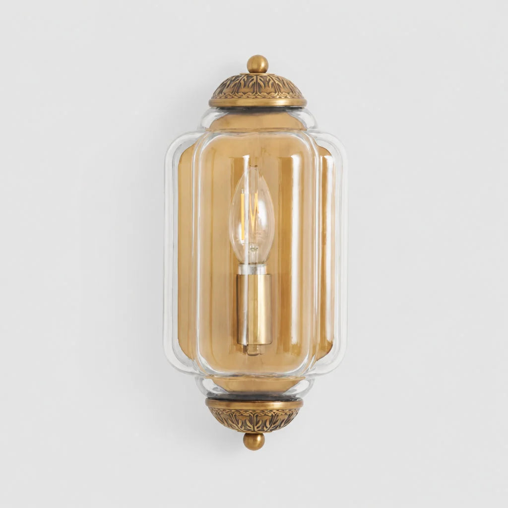Art Deco Wandlamp met Geribbelde Glazen Kap