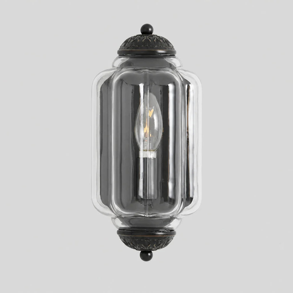 Art Deco Wandlamp met Geribbelde Glazen Kap