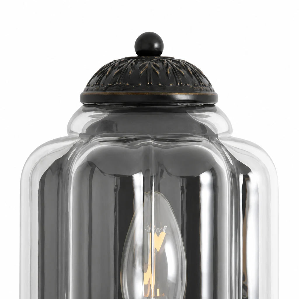 Art Deco Wandlamp met Geribbelde Glazen Kap