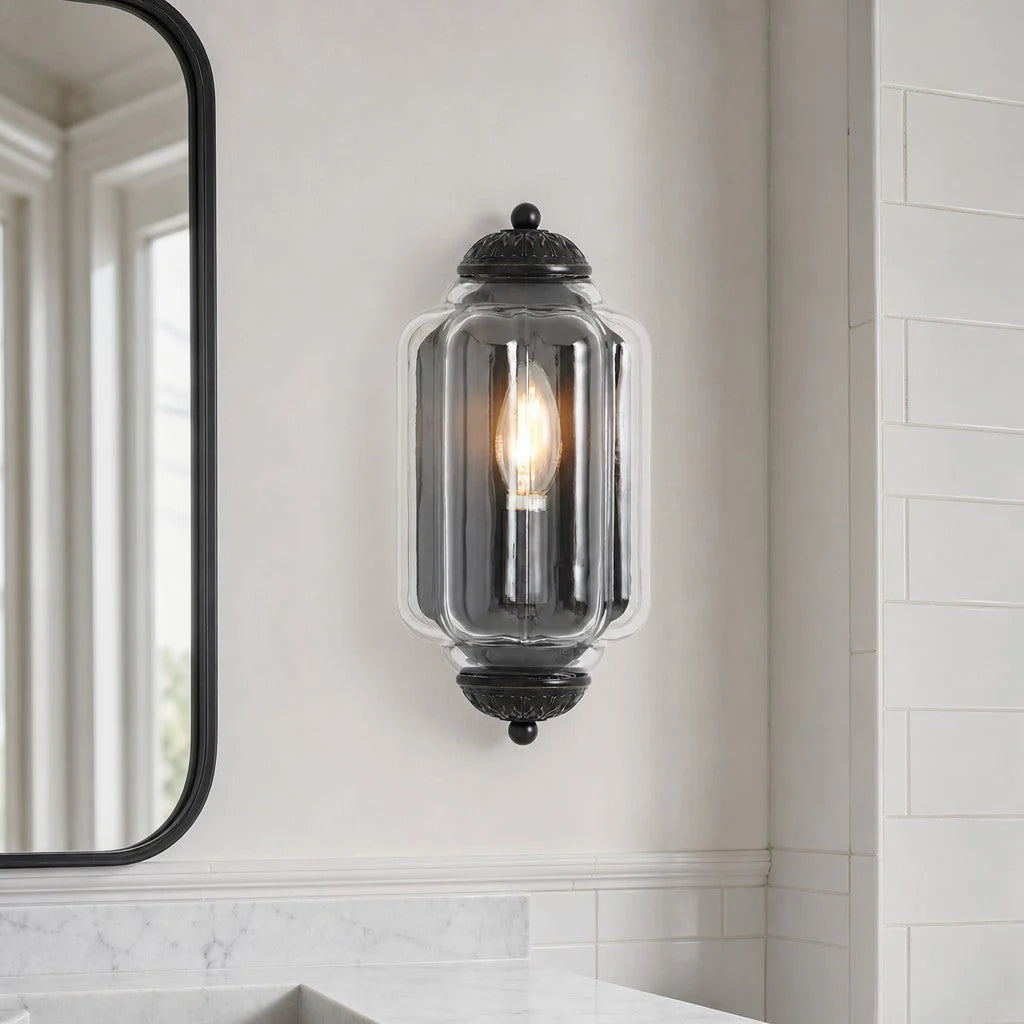 Art Deco Wandlamp met Geribbelde Glazen Kap