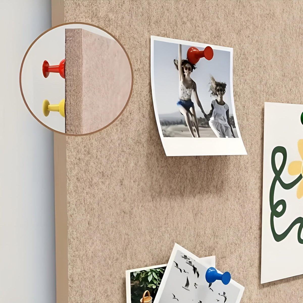 Zelfklevende Vilten Wandpanelen Prikbord – Set van 4