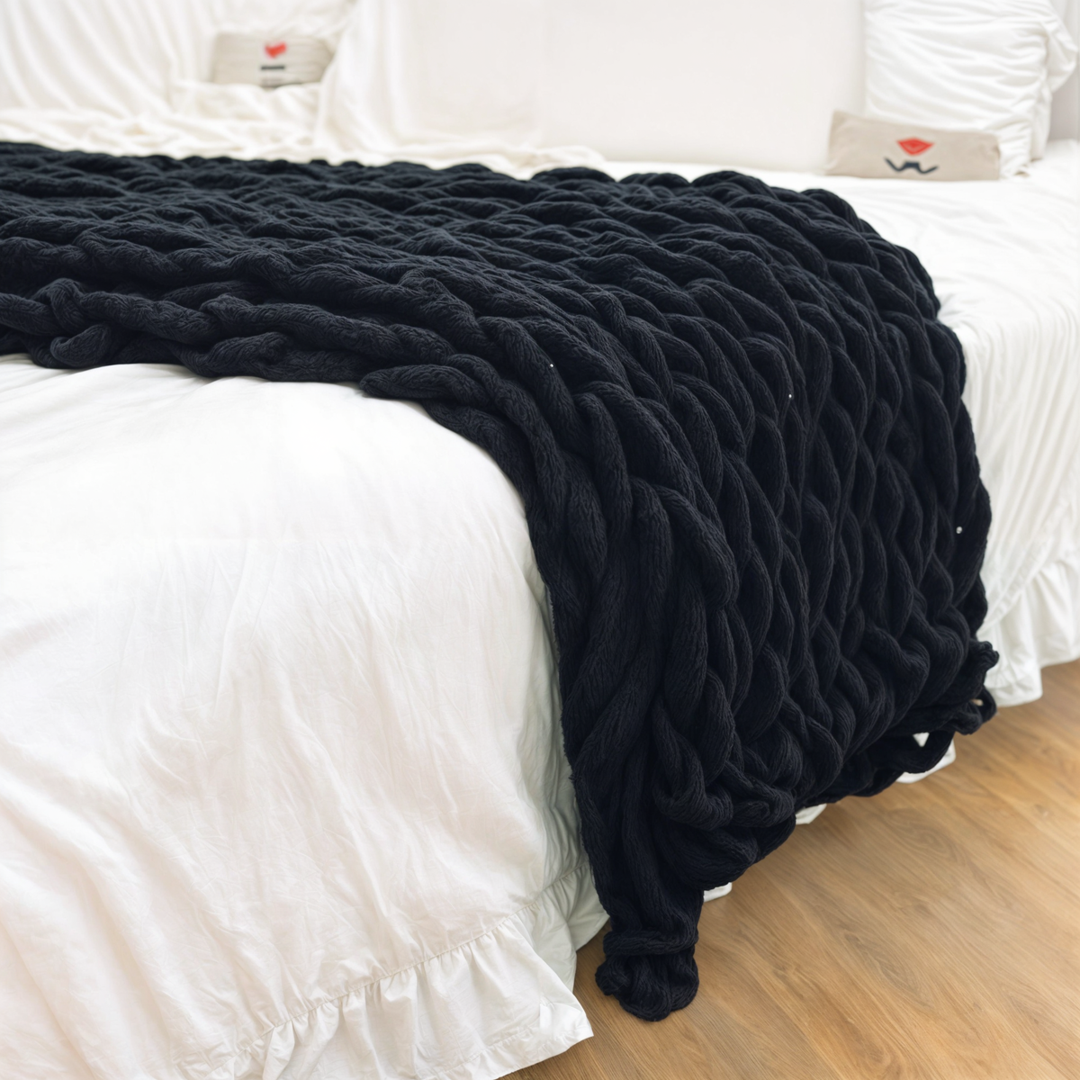 Grof Gebreide Deken Met Zachte Warmte En Dagelijkse Decoratieve Sfeer